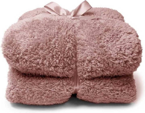 Unique Living Pluche Plaid/deken Teddy Oud Roze 150 X 200 Cm