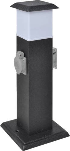 VidaXL Buitenstopcontact Op Zuil Met Lamp (Zwart)