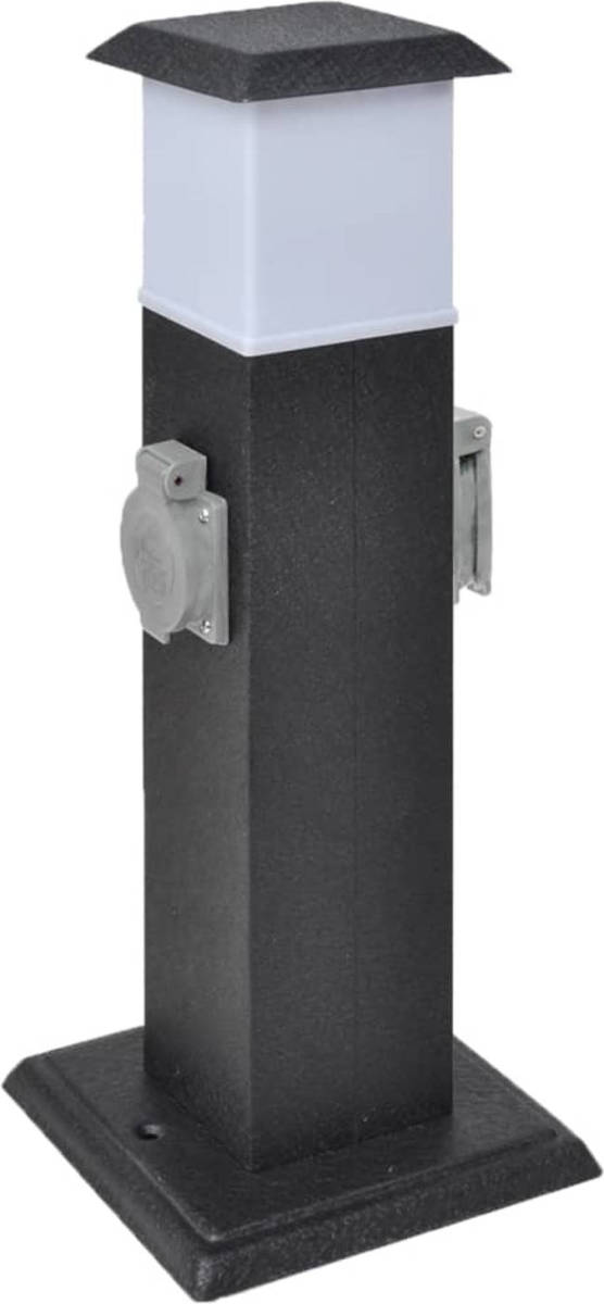 VidaXL Buitenstopcontact Op Zuil Met Lamp (Zwart)