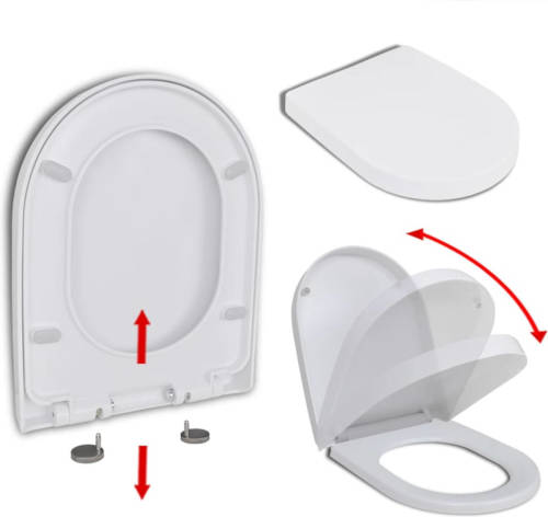 VidaXL Toiletbril Soft-close Met Quick-release Ontwerp Vierkant Wit