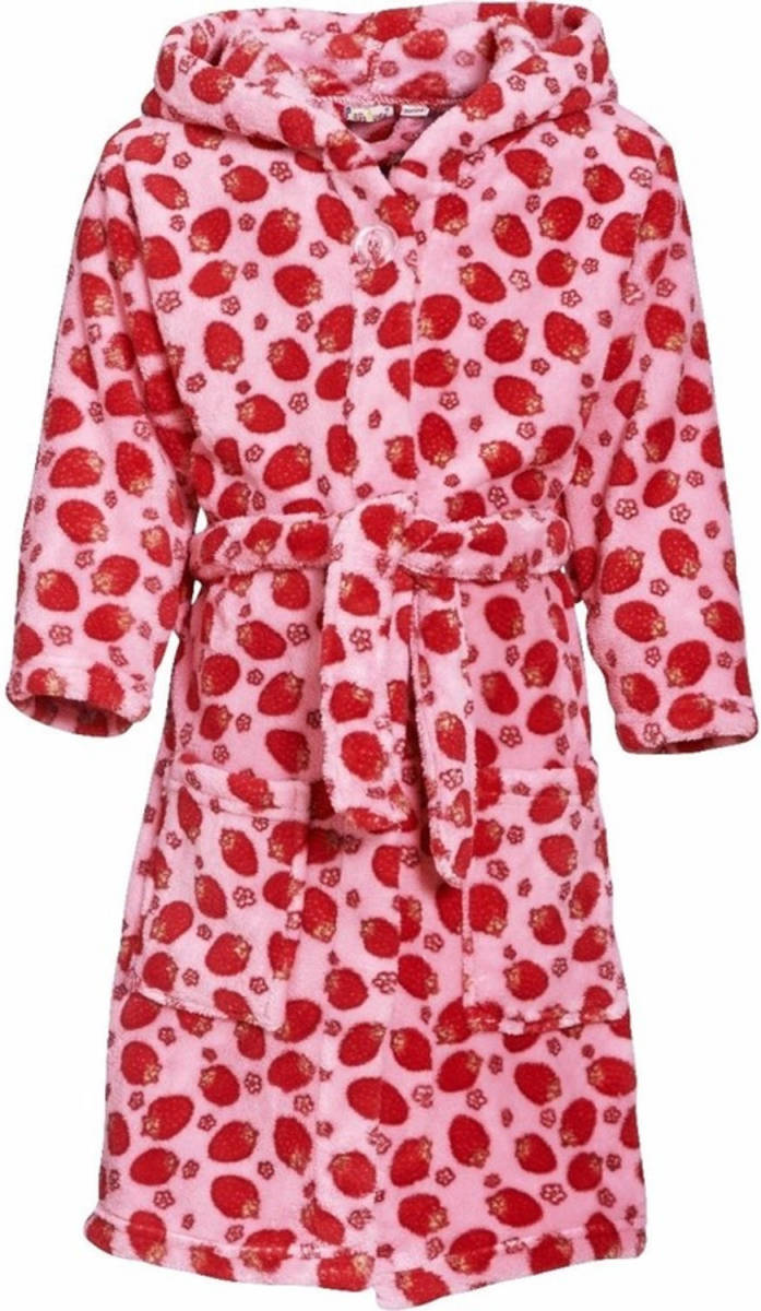 Playshoes Roze Badjas/ochtendjas Met Aardbeien Print Voor Kinderen. 98/104 (4-5 Jr) - Badjassen