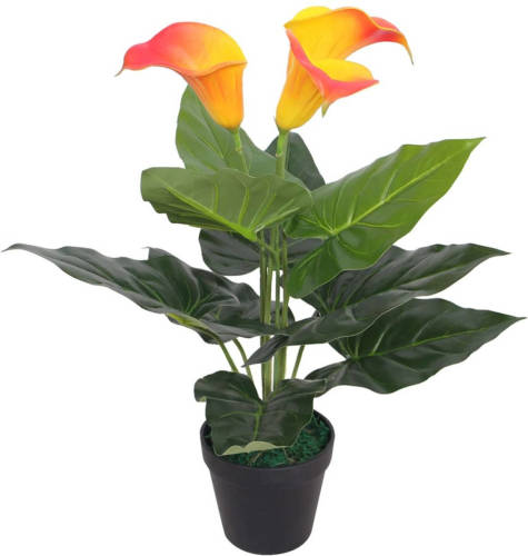 VidaXL Kunst Calla Lelie Plant Met Pot 45 Cm Rood En Geel