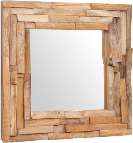 VidaXL Decoratieve Spiegel Vierkant 60x60 Cm Teakhout