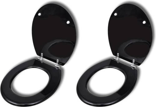 VidaXL Toiletbril Met Hard-closedeksel 2 St Mdf Zwart