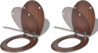 VidaXL Toiletbril Met Soft-closedeksel 2 St Mdf Bruin