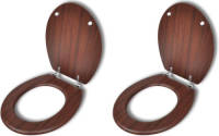 VidaXL Toiletbrillen Met Hard-close Deksel 2 St Mdf Bruin