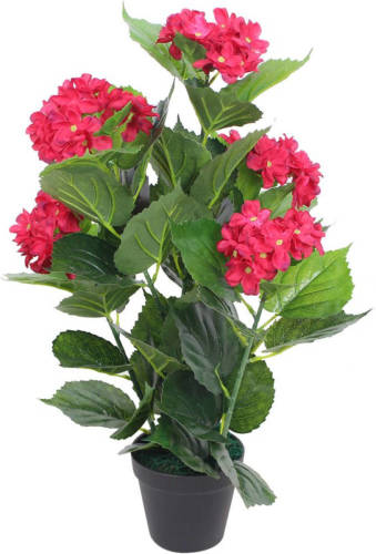 VidaXL Kunst Hortensia Plant Met Pot 60 Cm Rood