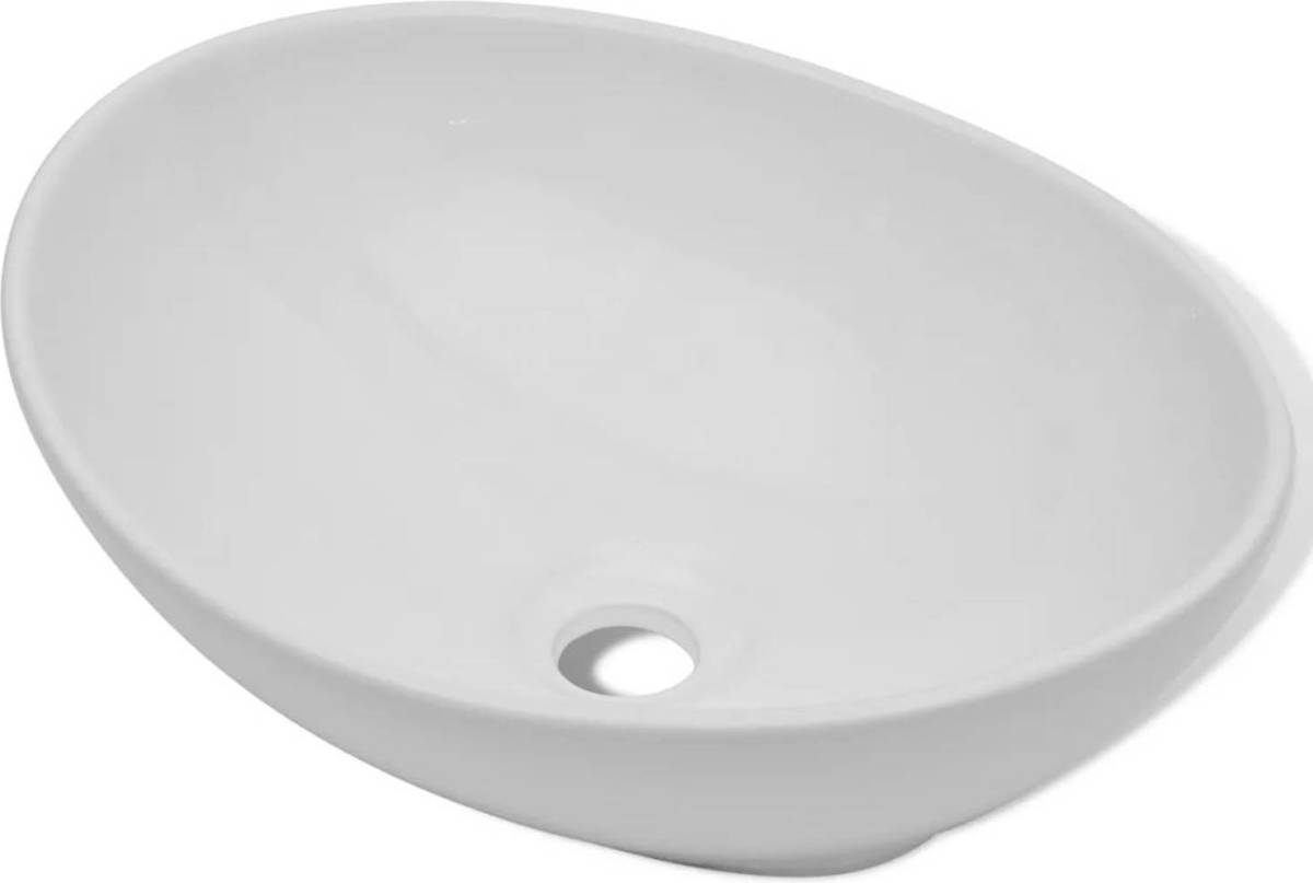 VidaXL Wastafel Ovaal 40x33 Cm Keramiek Wit