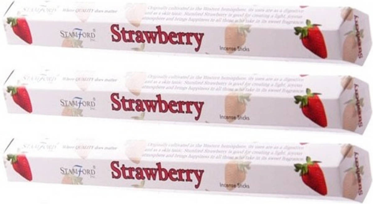 3x Pakje Stamford Wierook Stokjes Aardbei Geur - Wierookstokjes