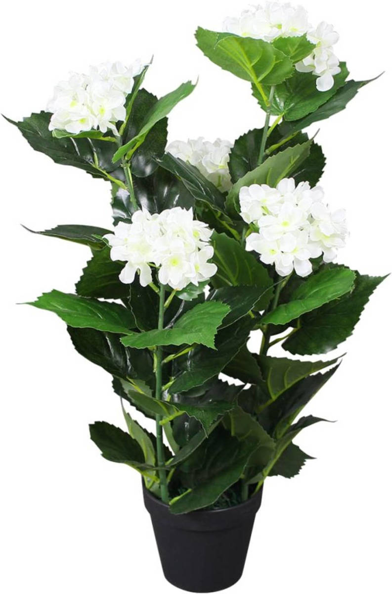 VidaXL Kunst Hortensia Plant Met Pot 60 Cm Wit