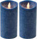 Anna's Collection 2x Donkerblauwe Led Kaars / Stompkaars Met Bewegende Vlam 15 Cm - Led Kaarsen