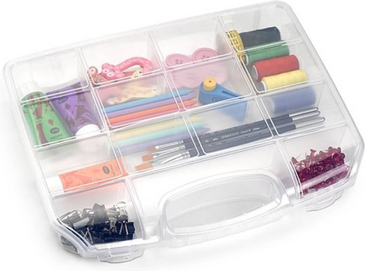 Forte Plastics 1x Opbergkoffertje/opbergdoosjes 8-vaks Transparant - Opbergbox