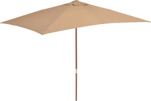 VidaXL Parasol Met Houten Paal 200x300 Cm Taupe