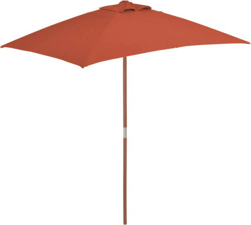 VidaXL Parasol Met Houten Paal 150x200 Cm Terracottakleurig