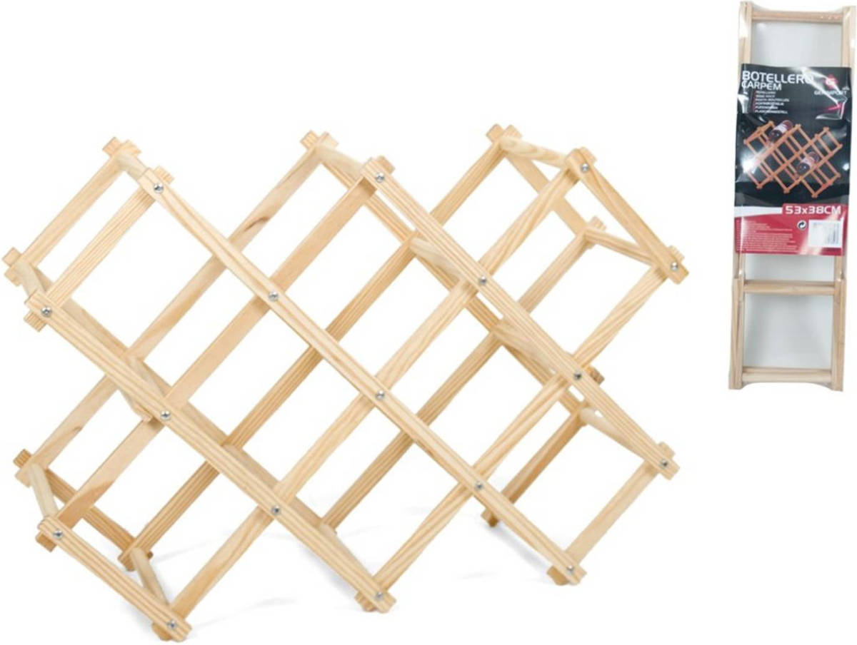 Gerimport - Design Wijnrek - 50x31-26cm - Hout - 10 Flessen - Flessenrek - Wijnflessen - Flessenhouder Staand