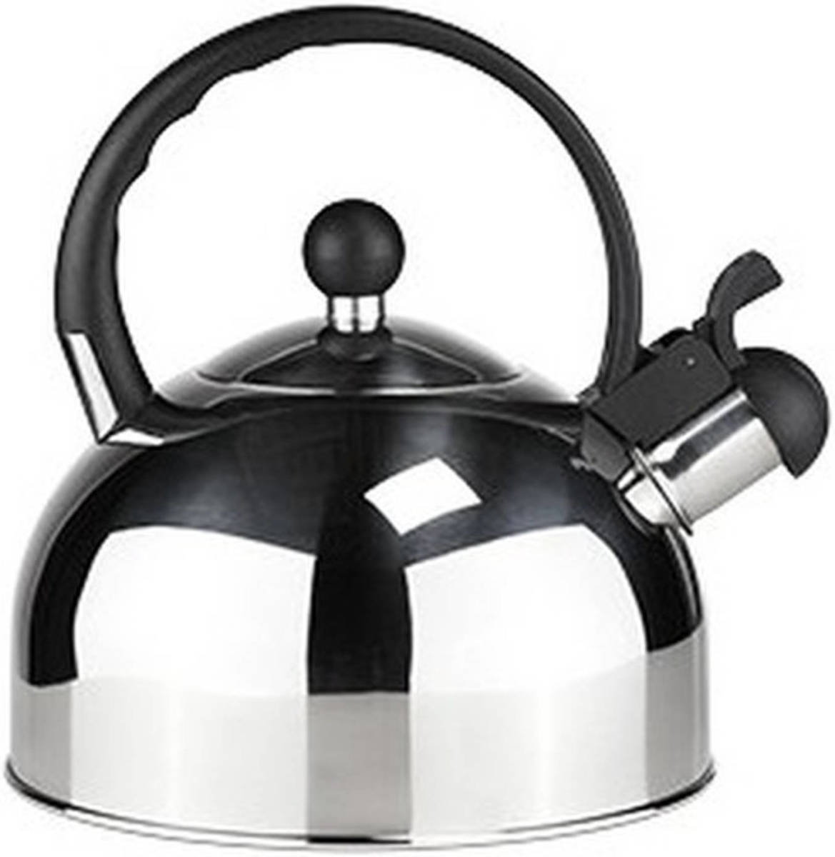 Alpina Rvs Fluitketel / Waterkoker 2,5 Liter Zilver/zwart - Fluitketels