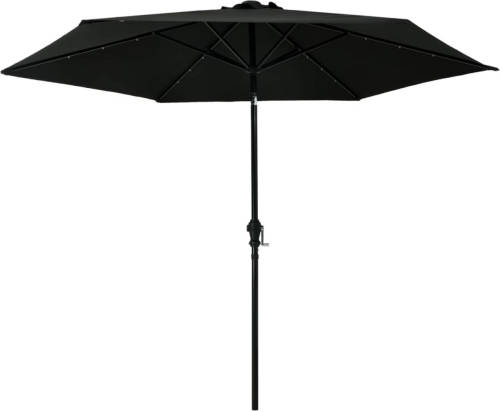 VidaXL Parasol Met Led-verlichting En Stalen Paal 300 Cm Zwart