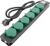 Decoris Waterproof Stekkerdozen Zwart/groen 6-voudig 1,5 Meter - Stekkerblokken