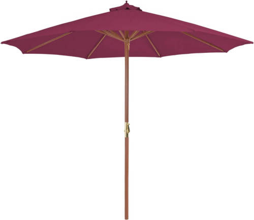 VidaXL Parasol Met Houten Paal 300 Cm Bordeauxrood