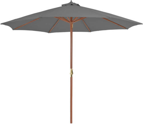 VidaXL Parasol Met Houten Paal 300 Cm Antraciet