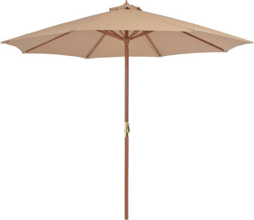 VidaXL Parasol Met Houten Paal 300 Cm Taupe