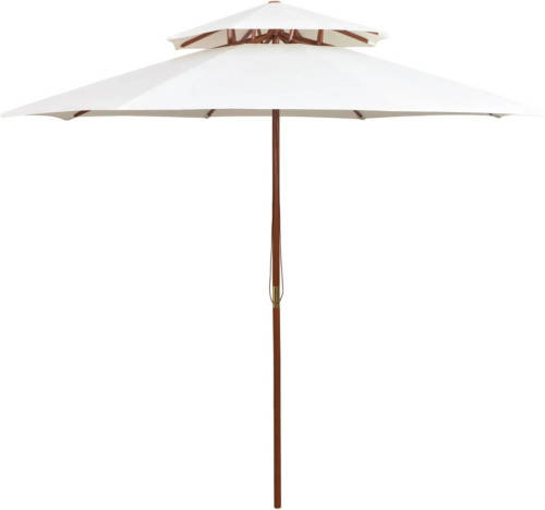 VidaXL Dubbeldekker Parasol 270x270 Cm Houten Paal Crèmewit