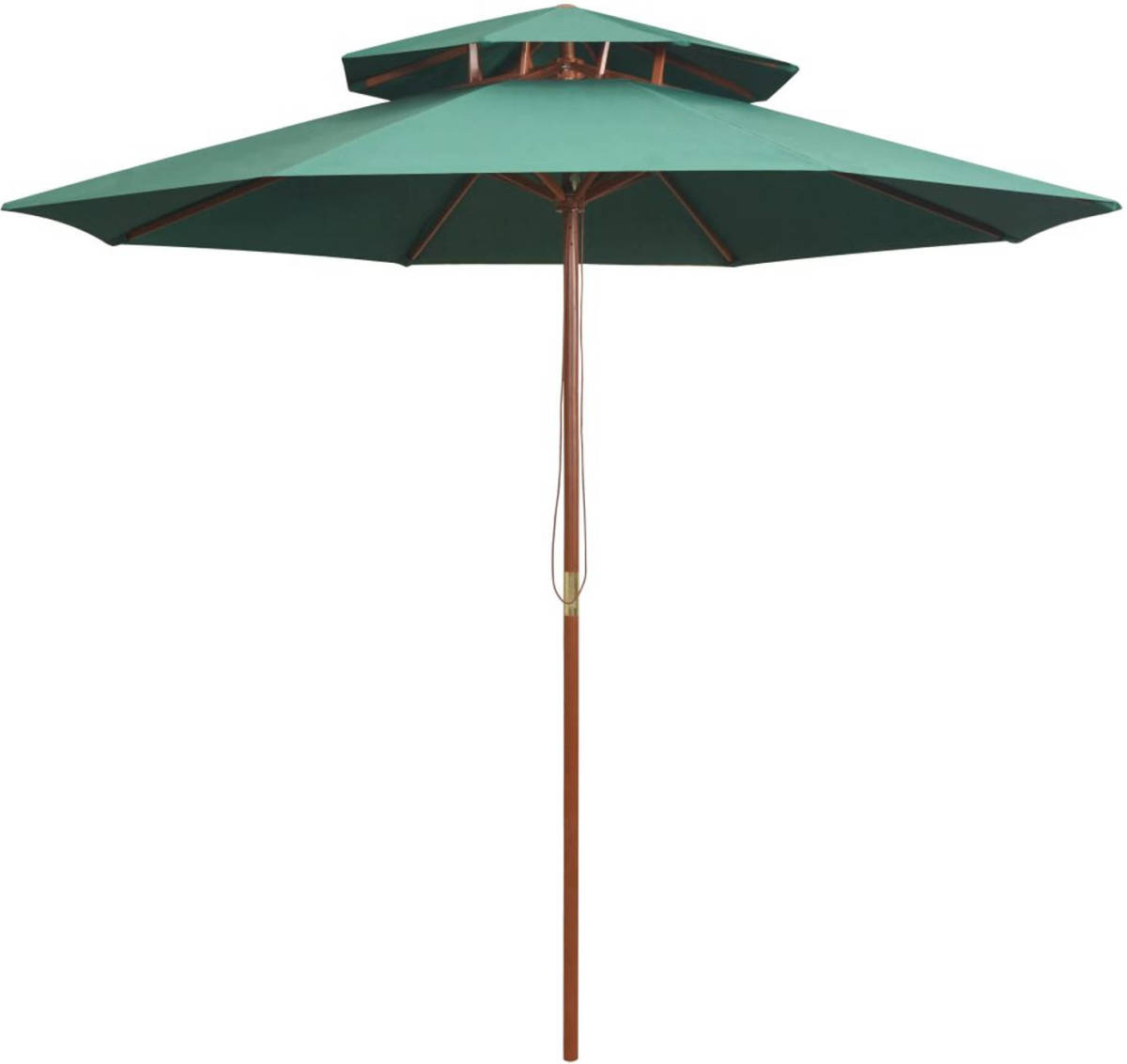 VidaXL Dubbeldekker Parasol 270x270 Cm Houten Paal Groen