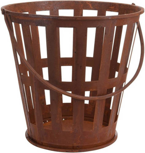 Koopman Metalen Vuurkorf Met Hengsel Roest - Ø38cm X 38cm Hoog