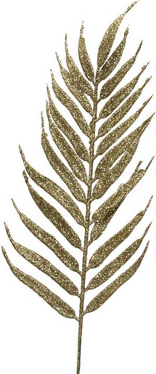 Bellatio Decorations 6x Gouden Glitter Bladeren/bladtakken Kerstdecoratie 29 Cm - Kerstboomversiering Leaf/leaves