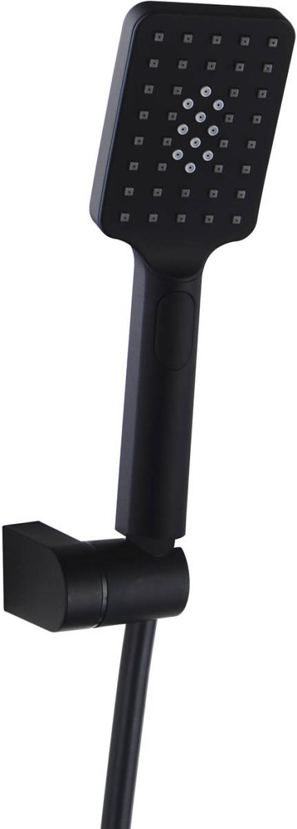 4bathroomz ® Square Doucheset - Douchekop, Slang En Wandhouder - Zwart