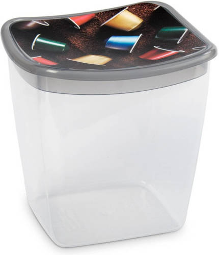 Hega Hogar 1x Koffiecups Bewaarbakje 1,1 Liter Transparant/grijs Plastic - Vershoudbakjes