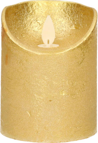Anna's Collection 1x Gouden Led Kaarsen / Stompkaarsen 10 Cm - Luxe Kaarsen Op Batterijen Met Bewegende Vlam