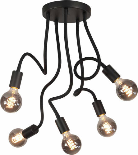 Highlight Plafondlamp Flex 5 Lichts 50 Cm E27 Zwart