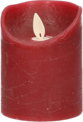 Anna's Collection 1x Bordeaux Rode Led Kaarsen / Stompkaarsen Met Bewegende Vlam 10 Cm - Led Kaarsen