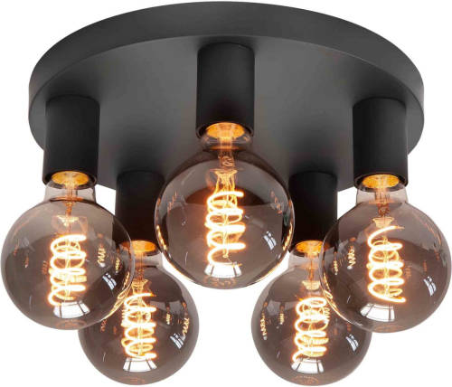 Highlight Plafondlamp Basic 5 Lichts Ø 30 Cm E27 Zwart