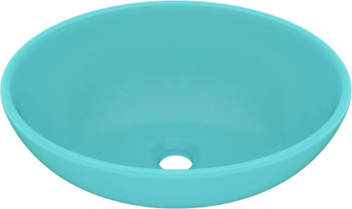 VidaXL Wastafel Ovaal 40x33 Cm Keramiek Mat Lichtgroen