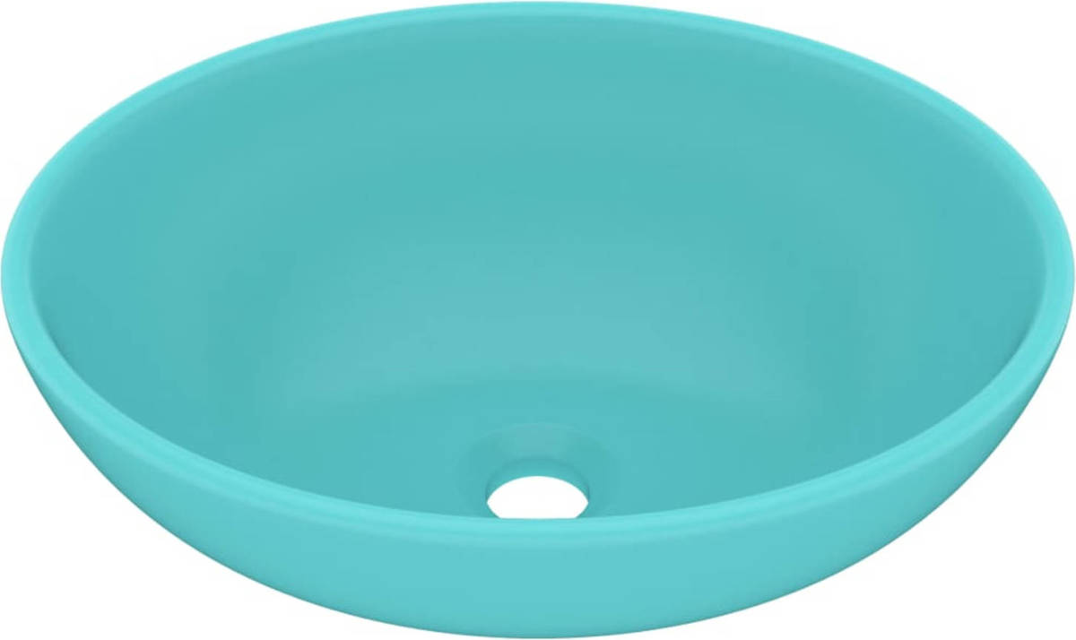 VidaXL Wastafel Ovaal 40x33 Cm Keramiek Mat Lichtgroen