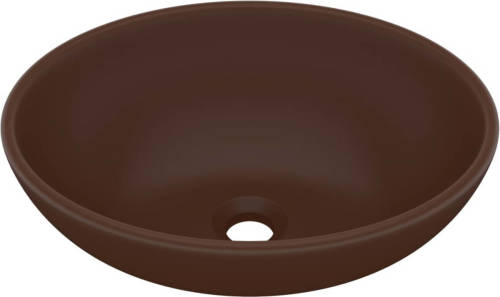 VidaXL Wastafel Ovaal 40x33 Cm Keramiek Mat Donkerbruin