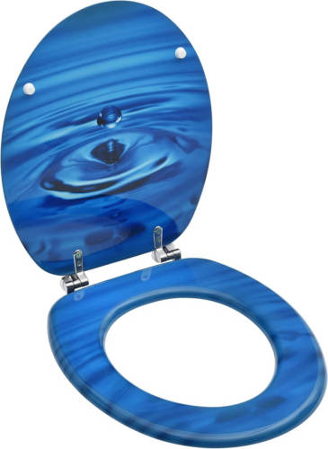 VidaXL Toiletbril Met Deksel Waterdruppel Mdf Blauw