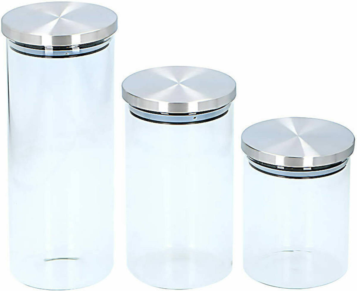 Alpina Set Van 3x Stuks Glazen Voorraadpot Ten / Snoeppotten - Voorraadpot
