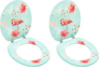 VidaXL Toiletbrillen Met Deksel 2 St Flamingo Mdf