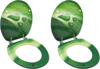 VidaXL Toiletbrillen Met Deksel 2 St Waterdruppel Mdf Groen