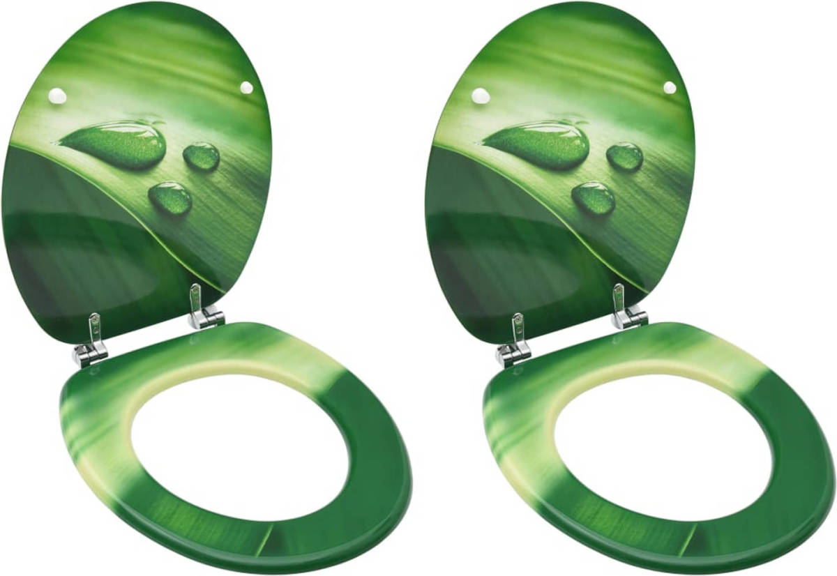 VidaXL Toiletbrillen Met Deksel 2 St Waterdruppel Mdf Groen