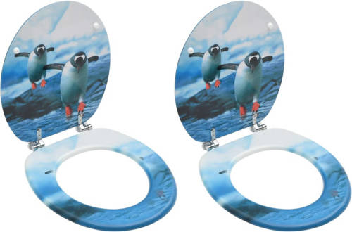 VidaXL Toiletbrillen Met Deksel 2 St Pinguïn Mdf
