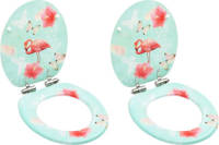 VidaXL Toiletbrillen Met Soft-close Deksel 2 St Flamingo Mdf