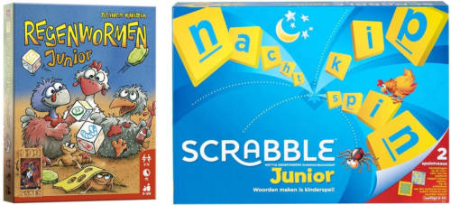 Spellenbundel - Bordspel - 2 Stuks - Regenwormen Junior & Mattel Scrabble Junior