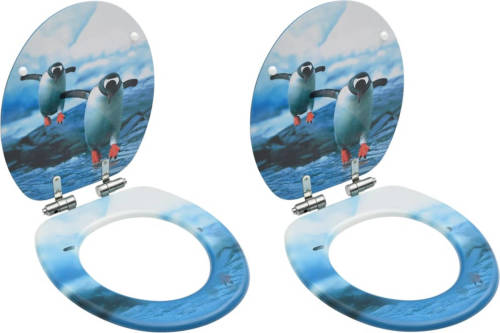VidaXL Toiletbrillen Met Soft-close Deksel 2 St Pinguïn Mdf