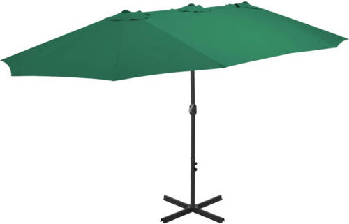 VidaXL Parasol Met Aluminium Paal 460x270 Cm Groen