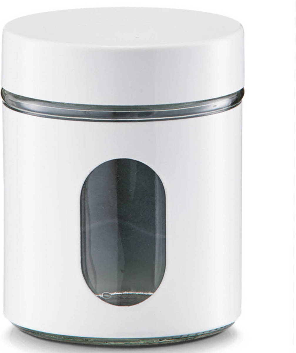Zeller 1x Witte Voorraadblikken/potten Met Venster 600 Ml - Voorraadblikken