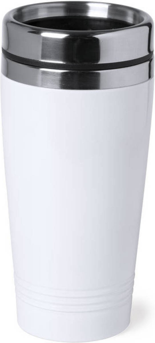 Bellatio Design Rvs Warmhoudbeker/warm Houd Beker Metallic Wit 450 Ml - Thermosbeker